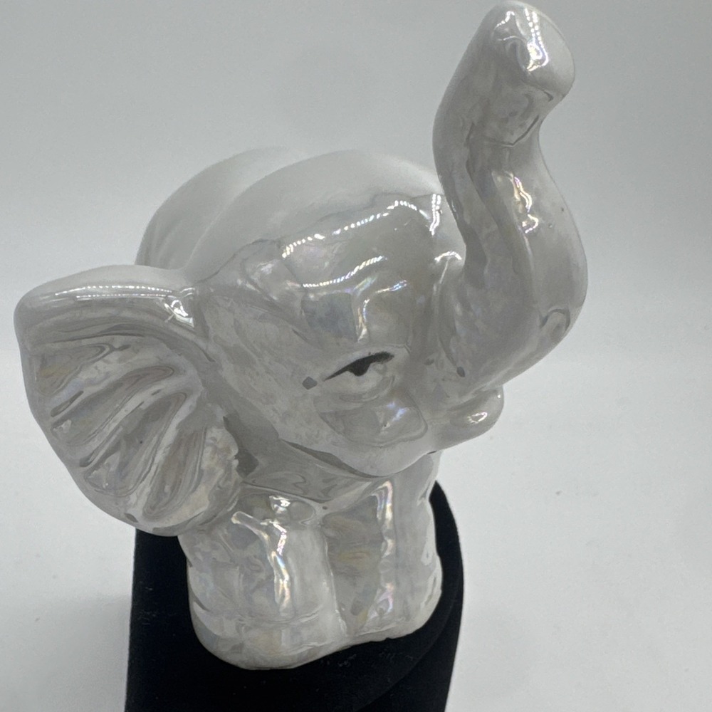 Baby Elephant Ceramic Iridescence Color Figurine 4.5" Tx5.5" L Pearlescent Sheen - Picture 5 of 11